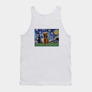 Happy Airedale in Adaptation of Van Gogh's Starry Night Tank Top